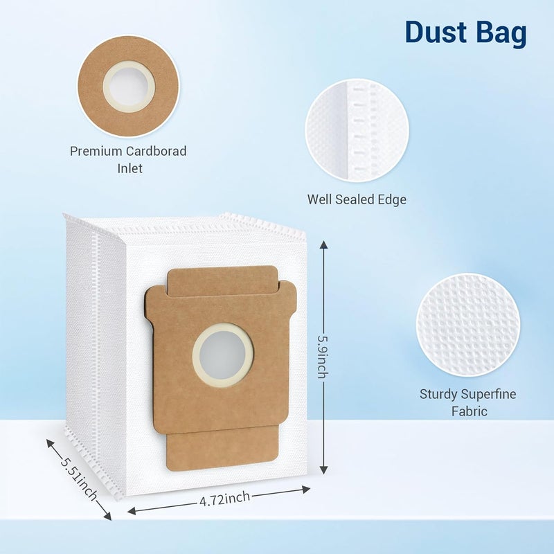 Bluearks طقم ملحقات 27 قطعة، متوافق مع مكنسة روبوت روومبا 104 / Q052 / 105 Vac / 105 Combo، قطع غيار بديلة، 2 فرشاة رئيسية مطاطية، 6 فلاتر، 6 فرش جانبية، 6 أكياس مكنسة، 6 وسادات ممسحة - Image 5